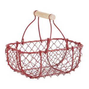 Photo PEN1620 : Red lacquered wire basket with handle