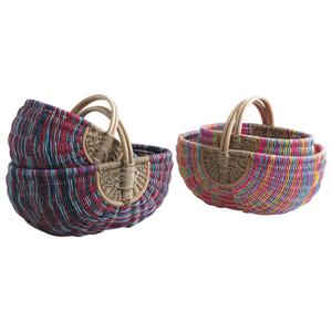 Photo PMA500S : Multicolored rattan and seagrass baskets with handle