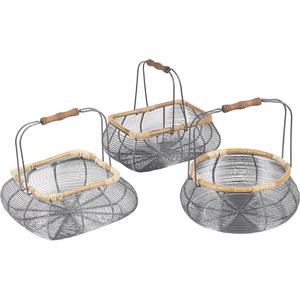 Photo PME106S : Metal and rattan baskets with handle