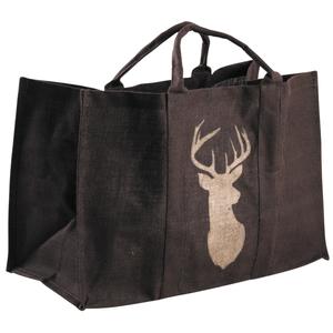 Photo SBU1180 : Brown plastic-coated jute log bag with deer