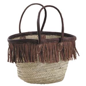 Photo SCO1980 : Palm leaf bag with leather fringe