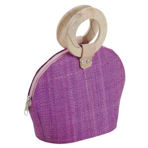 Photo SEN1280 : Small raffia matting and wood bag