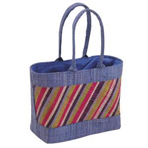 Photo SEN1290C : Small raffia matting striped bag