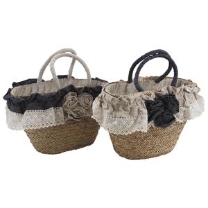 Photo SFA2410C : Rush bag with lace edge