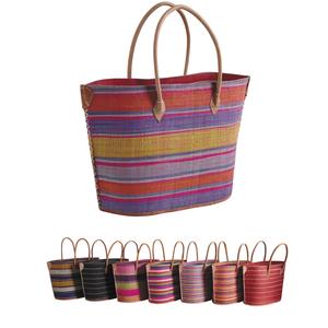 Photo SFA2570 : Multicolored raffia matting shopping bag