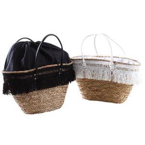 Photo SFA2920C : Natural rush bag with fringes