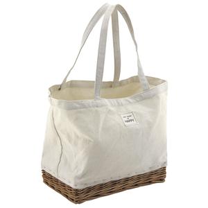 Photo SFA2950C : Rectangular willow and textile handbag