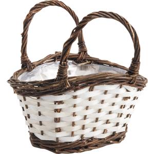 Photo SFL1210P : Unpeeled willow and wood basket with handles