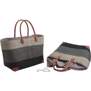 Photo SMA355SC : Grey palm leaf and raffia matting bags