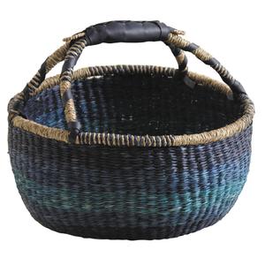 Photo SMA3830 : Panier sahel en jonc teinté bleu