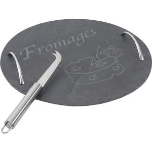 Photo TPF1610 : Slate cheese tray with handles and knife