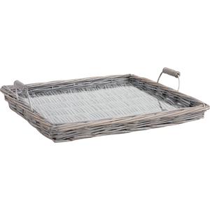 Photo TPL2680V : Grey willow and glass cheese tray