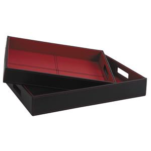 Photo TPL288S : Red and black imitation leather trays