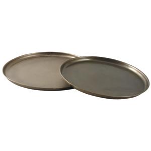 Photo TPL311S : Round metal tray set in antic gold color