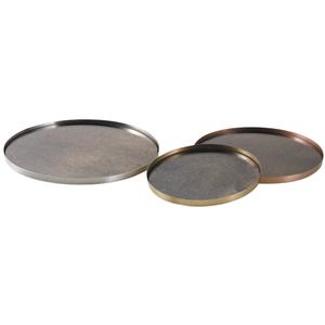 Photo TPL312SV : Round metal trays with antic mirror bottom