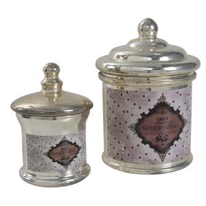 Photo TPO131SV : Round antique glass jars