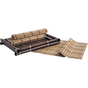 Photo TST160S : Set of 4 bamboo placemats with 1 tray