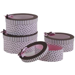 Photo VBT286S : Round pink and brown cardboard boxes