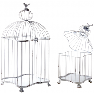 Photo ACA124S : White lacquered metal bird cages