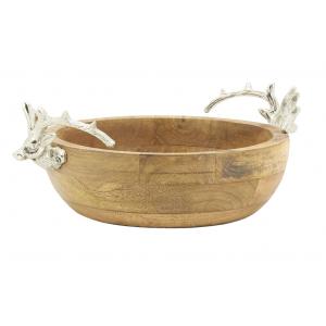 Photo CCO2290 : Mango wood basket - Deer