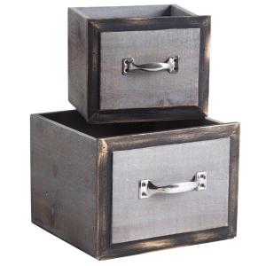 Photo CCO910SP : Square stained wood drawer baskets