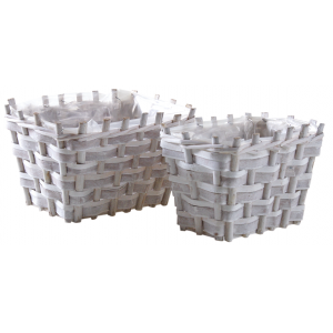 Photo CCO977SP : Stained wood rectangular basket