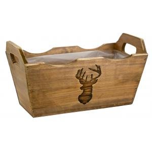 Photo CCO9820P : Stained wood basket Deer