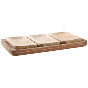 Photo CCP131S : Plateau rectangulaire et corbeilles assorties en bois