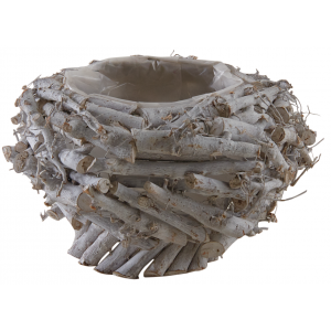 Photo CFL1750P : Round recycled wood basket on legs