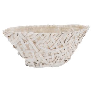 Photo CFL1790P : Corbeille bateau en bois teinté blanc et métal