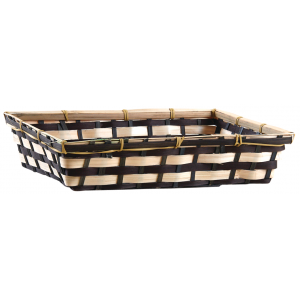 Photo CMA4870 : Natural and stained bamboo rectangular baskets