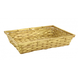 Photo CMA5122 : Gold lacquered bamboo rectangular baskets 