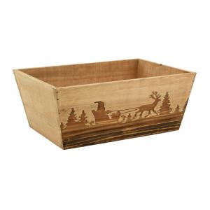 Photo CMA5190 : Burned wood and stained wood rectangular basket Winter