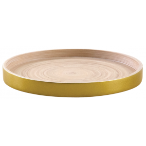 Photo CPL1980 : Round gold lacquered bamboo trays