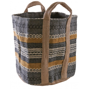 Photo CRA5650 : Jute basket with yellow strips