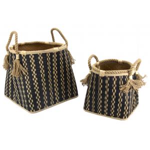 Photo CRA583S : Black and natural seagrass baskets