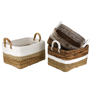 Photo CRA589S : Banana, raffia and seagrass baskets