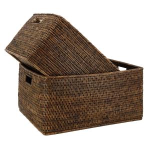 Photo CRA590S : Antique rattan storage basket