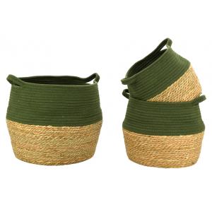 Photo CRA599S : Natural and stained kaki rush baskets