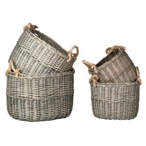 Photo CRA600S : Stained willow and rope storage baskets