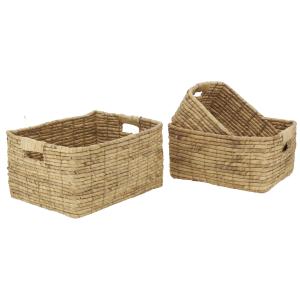 Photo CRA634S : Set of 3 rectangular water hyacinth baskets