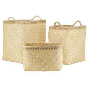 Photo CRA636S : Set of 3 bamboo and rattan baskets