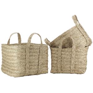 Photo CRA638S : Set of 3 square seagrass baskets 