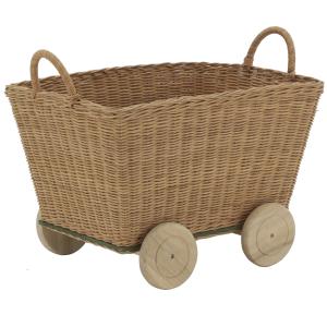 Photo CRA6410 : Rectangular rattan trolley basket