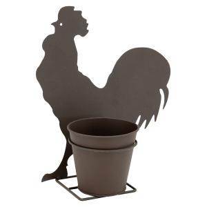 Photo DAN3380 : Metal rooster-shaped flower pot cover