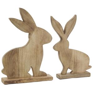 Photo DAN346S : Set of 2 rabbits in mango wood