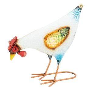 Photo DAN3980 : Poule décorative en métal teinté