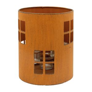 Photo DBO1960V : Rusty finish metal and glass candle jar