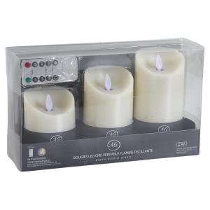 Photo DBO212S : Coffret 3 bougies à LED parfumées vanille avec télécommande