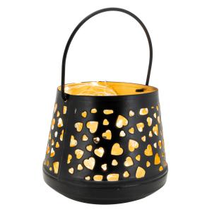 Photo DBO2400 : Black and gold candle holder with hearts